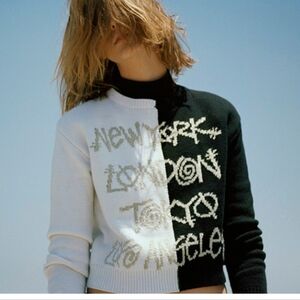 Stüssy NWT Rare City Print Sweater XS — Split Black White NYC London Tokyo LA